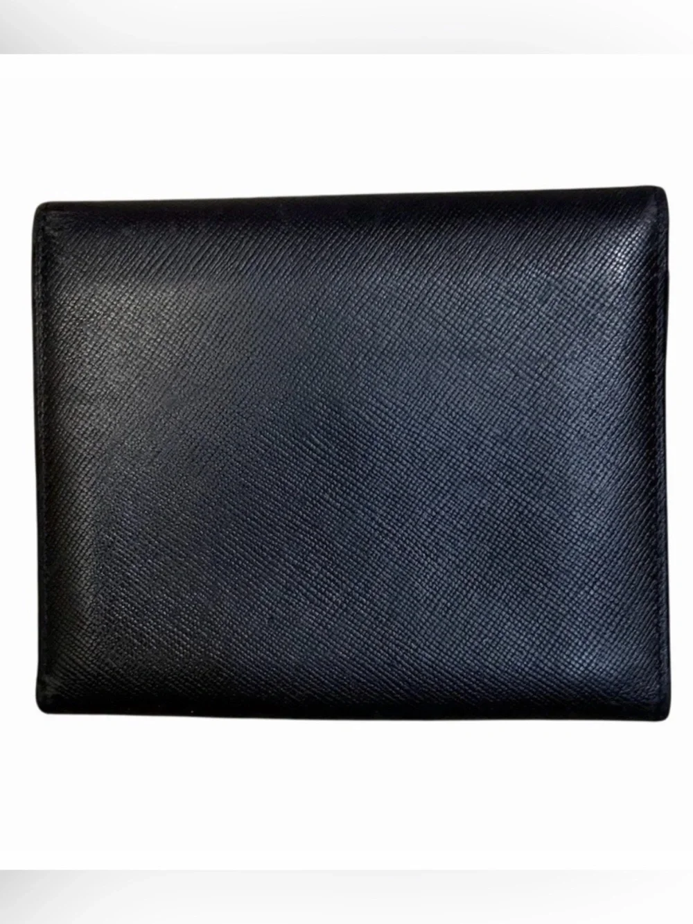 Prada Black Saffiano Leather Men's Snap Flap Wallet with Triangle Logo